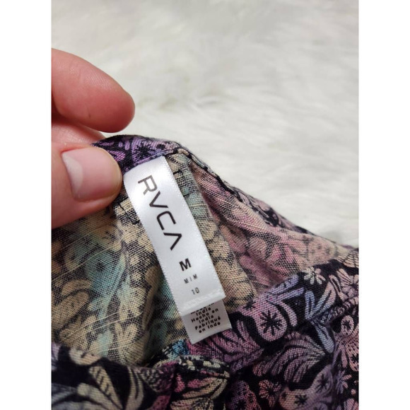 RVCA Womens Crop Top Purple Blue Butterfly Print Sleeveless Spaghetti Strap M - Picture 5 of 6